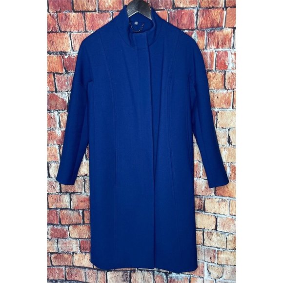 American Airlines Cobalt Blue Flight Attendant Topper Trench Long Coat Womens 2R - Picture 1 of 5